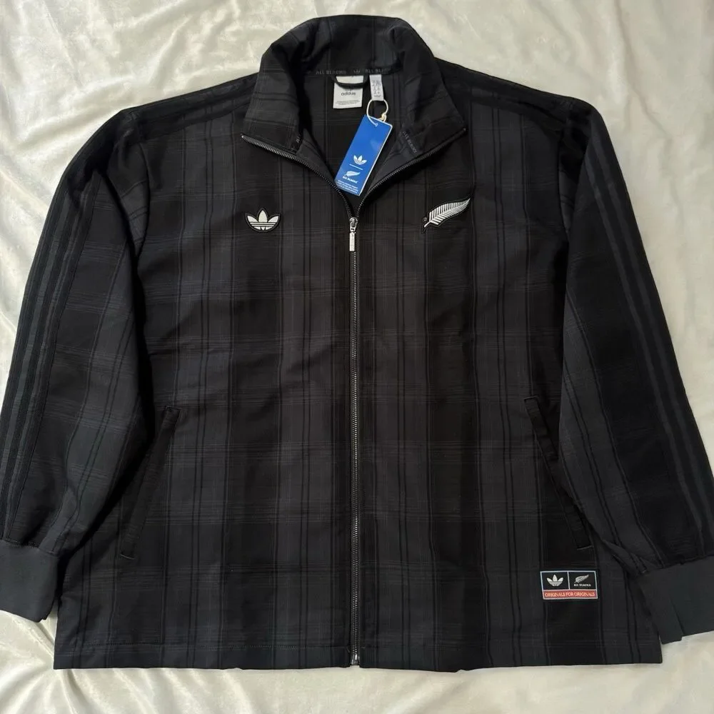 Adidas New Zealand All Blacks Plaid Woven Firebird Track Jacket